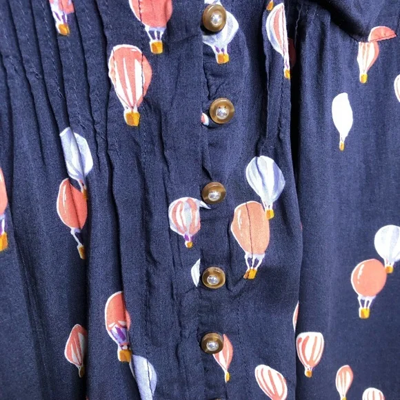 Anthropologie Maeve navy blue pink hot air balloon sleeveless top size Large - Picture 6 of 16